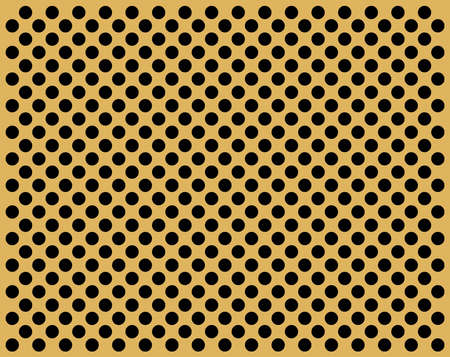 Perforate golden flat with black circlesの写真素材