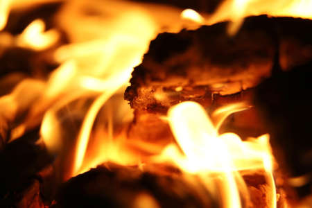 fire burn in the fireplaceの写真素材