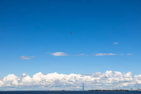 lake and sky and clouds and aircraft