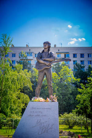 Russia, Saint-Petersburg - 16 August 2020: a monument in honor of the singer Viktor Tsoi. 30th anniversary of death.のeditorial素材