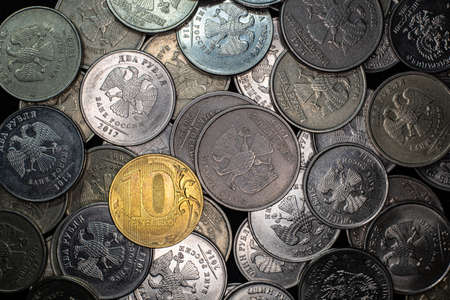 coin 10 rubles between other rublesの写真素材