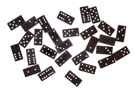 Black pieces isolated on white backgroundの写真素材