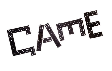 Word "game" made by black pieces isolated on white backgroundの写真素材