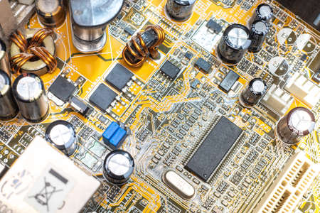 Computer Chips On The Circuit Board. Close-Up. Technological Progress Conceptの写真素材