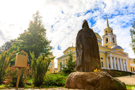 Russia, Tver region - 09 September 2016: Nilo-Stolobenskaya desert, monument to Nil Stolobenskyのeditorial素材