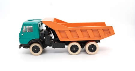 toy model of a truck from the USSR made of metal on a white background, isolated objectの写真素材