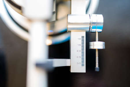 mechanism for adjusting the weight of the cartridge on a turntable, close-upの写真素材
