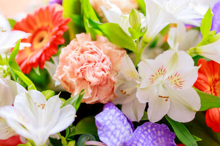 beautiful summer bouquet of flowers close upの写真素材
