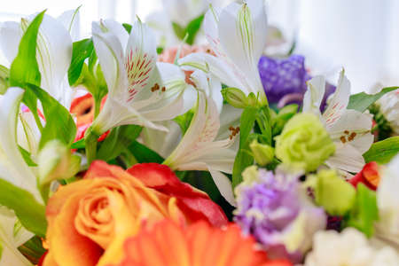 beautiful summer bouquet of flowers close upの写真素材