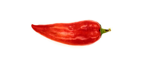 one red pepper on a white background close-up, isolateの写真素材