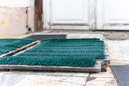 brushes for wiping the soles of shoes before entering the houseの写真素材