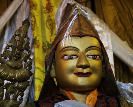 Buddha statue in the Sera Monestary in Lhasa, Tibetの写真素材