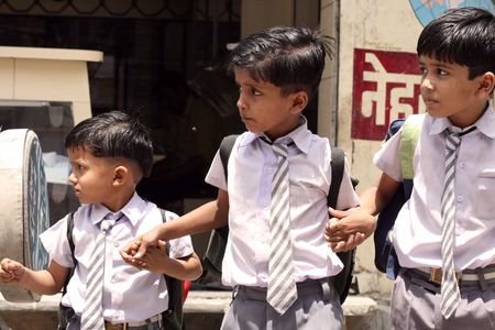Jaipur, India, August 7, 2009 - Indian Schoolkidsのeditorial素材