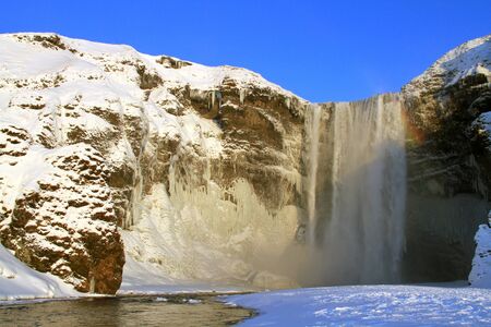 The Skogafoss Waterfall in Icelandの写真素材