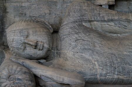 Sleeping buddha statue in Sri Lankaの写真素材