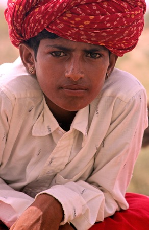 Thar desert, India, July 28, 2009 - Boy in the Thar desertのeditorial素材
