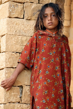 Jaisalmer, India, July 31, 2009 - Little Jaisalmer girlのeditorial素材