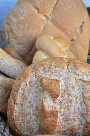 Loaves of homemade bread in a basket
