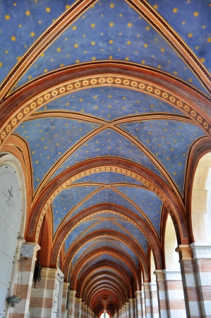 archway church ceiling painted with starsの写真素材