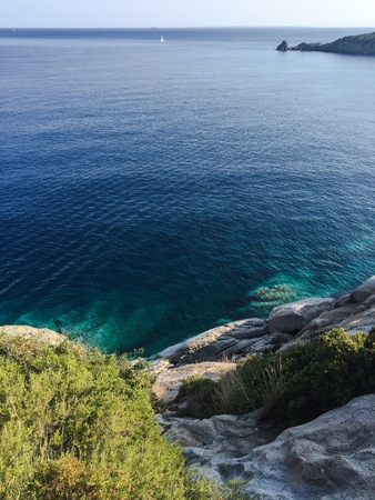 View of the beach of Cavoli, Isle of Elba, Italy.の写真素材
