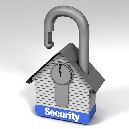 3D illustration demonstrating home security.の写真素材