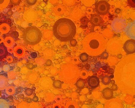 Abstract Painterly Bubbles Orange Background Textured