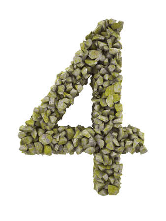 Destroyed number of small pieces of stone covered with moss. High resolution 3dの写真素材