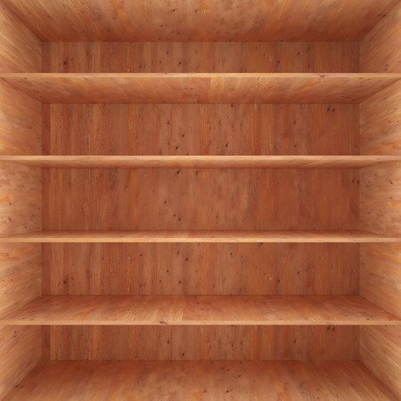 Wood box with shelves inside. 3dの写真素材