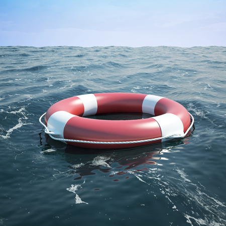 Lifebuoy in the sea, the ocean. 3d illustration high resolutionの写真素材
