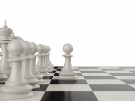 First move the pawns on a chessboard. 3d illustrationの写真素材