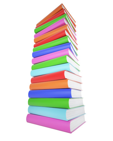 A stack of colorful books isolated on white background. 3d illustrationの写真素材