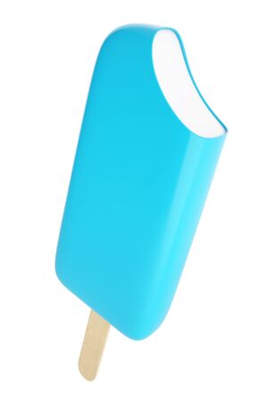 Bitten fresh cold ice cream on a stickの写真素材