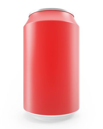 Red aluminum can isolated on white background. 3d illustrationの写真素材