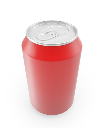 Red aluminum cans on a white background. 3d illustrationの写真素材