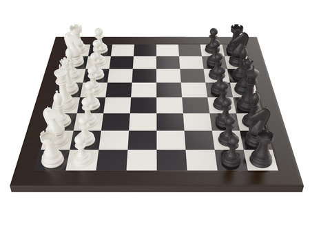 3d illustration of chess on chessboardの写真素材