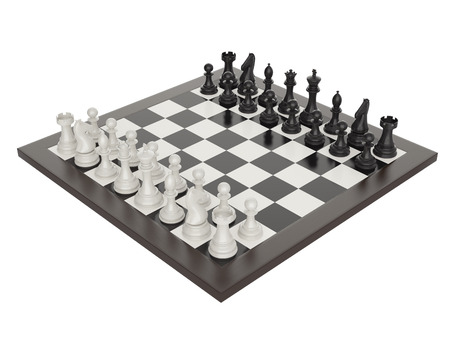 3d illustration of chess on chessboardの写真素材