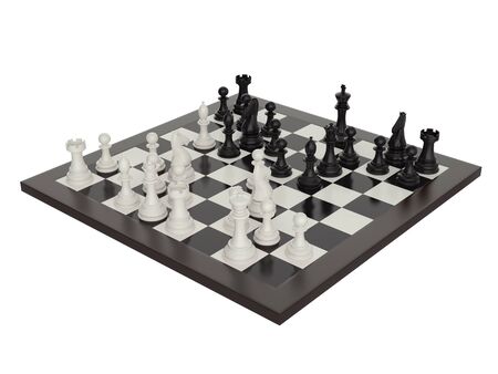 3d illustration of chess on chessboardの写真素材