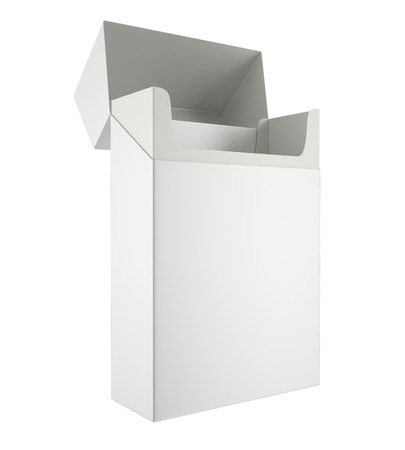 Open blank pack of cigarettes isolated on a white background. 3d illustration high resolutionの写真素材