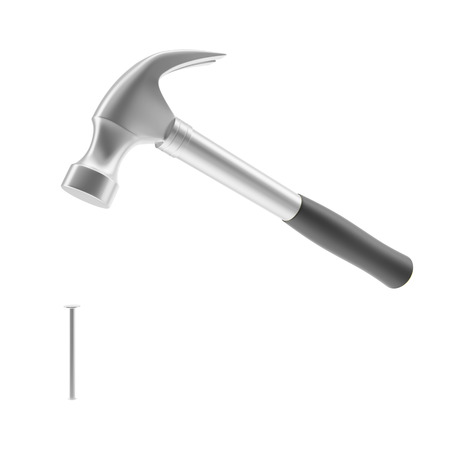 Illustration of a hammer to drive nails isolated on white background. 3d high resolution imageの写真素材