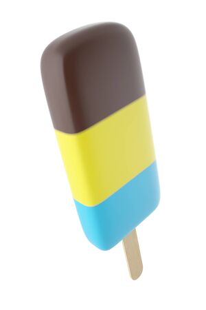 3d illustration mix ice cream on a stickの写真素材