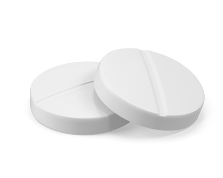 Two pills isolated on white background. 3d illustration High resolutionの写真素材