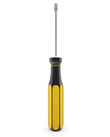 Screwdriver isolated on white background with shadows. Tool for tightening bolts. 3d illustration High resolutionの写真素材