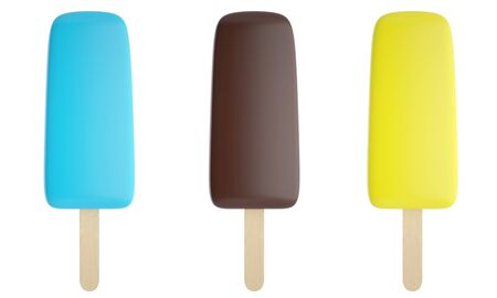 Set of colorful ice cream isolated on white backgroundの写真素材