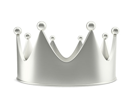 Silver crown with shadow isolated on white background. 3d illustration High resolutionの写真素材