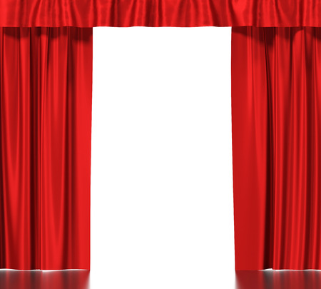 Blue silk curtains with garter isolated on white background. 3d illustration High resolutionの写真素材