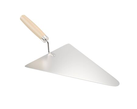 Metal spatula, trowel with wooden handle isolated on a white background. 3d illustration High resolutionの写真素材