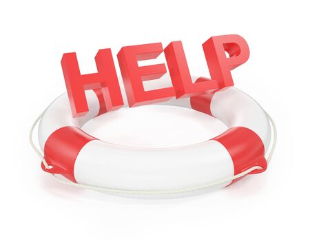 Lifebuoy with the text for help isolated on white background with shadows. 3d illustration High resolutionの写真素材