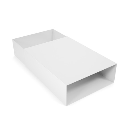 Open white blank box isolated on white background with shadows. 3d illustration High resolutionの写真素材