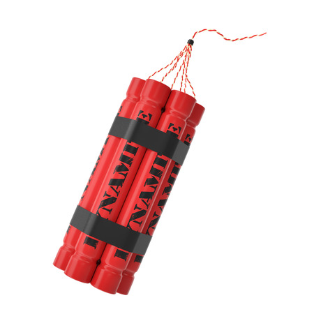 TNT, dynamite bomb isolated on white background. 3d illustration High resolutionの写真素材