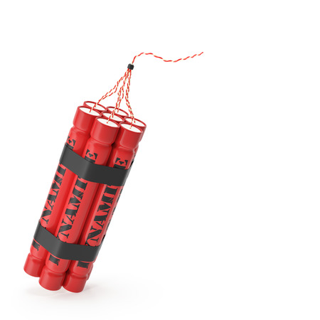TNT, dynamite bomb isolated on white background. 3d illustration High resolutionの写真素材
